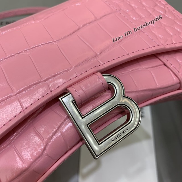 Balenciaga專櫃2022爆款mini號手提包 巴黎世家新粉鱷魚紋沙漏包 fyj1521